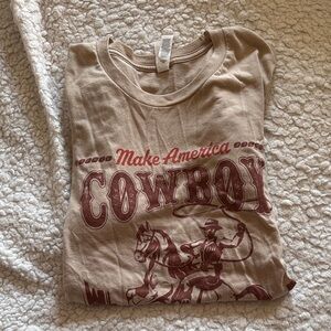 Bella Canvas Beige Short Sleeve 'Make America Cowboy' Graphic Tee
